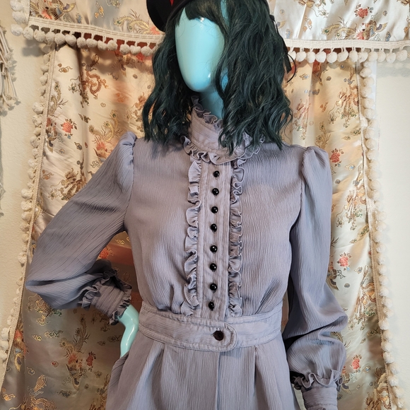 Dusty Grey Victorian Blouse - Picture 1 of 13